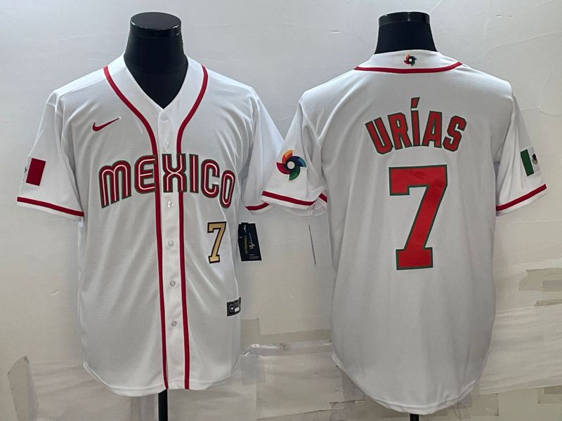 Men 2023 World Cub Mexico #7 Urias White Nike MLB Jersey14